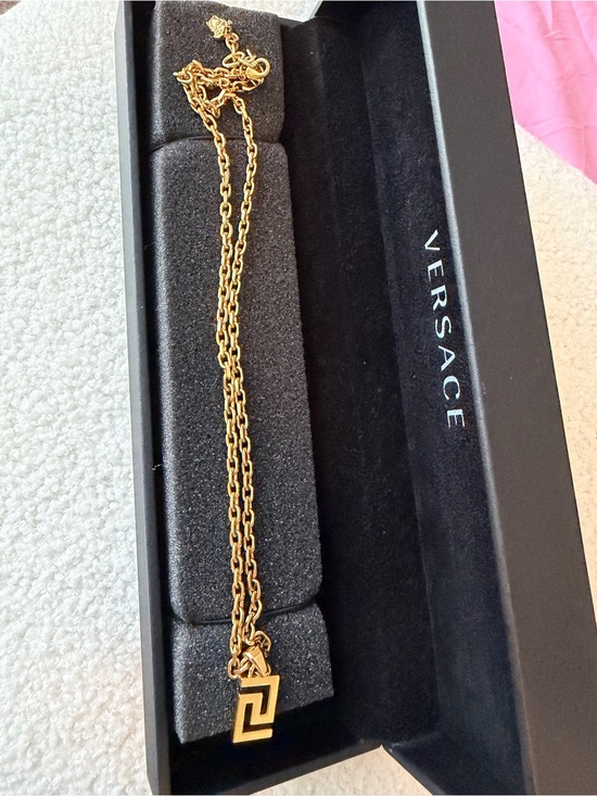 Versace Jewelry - Versace Gold Greek Key Rectangular Pendant Necklace